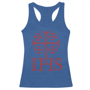 IHS Jerusalem Cross Medieval Crusaders Funny Knights Templar Racerback Tank Top