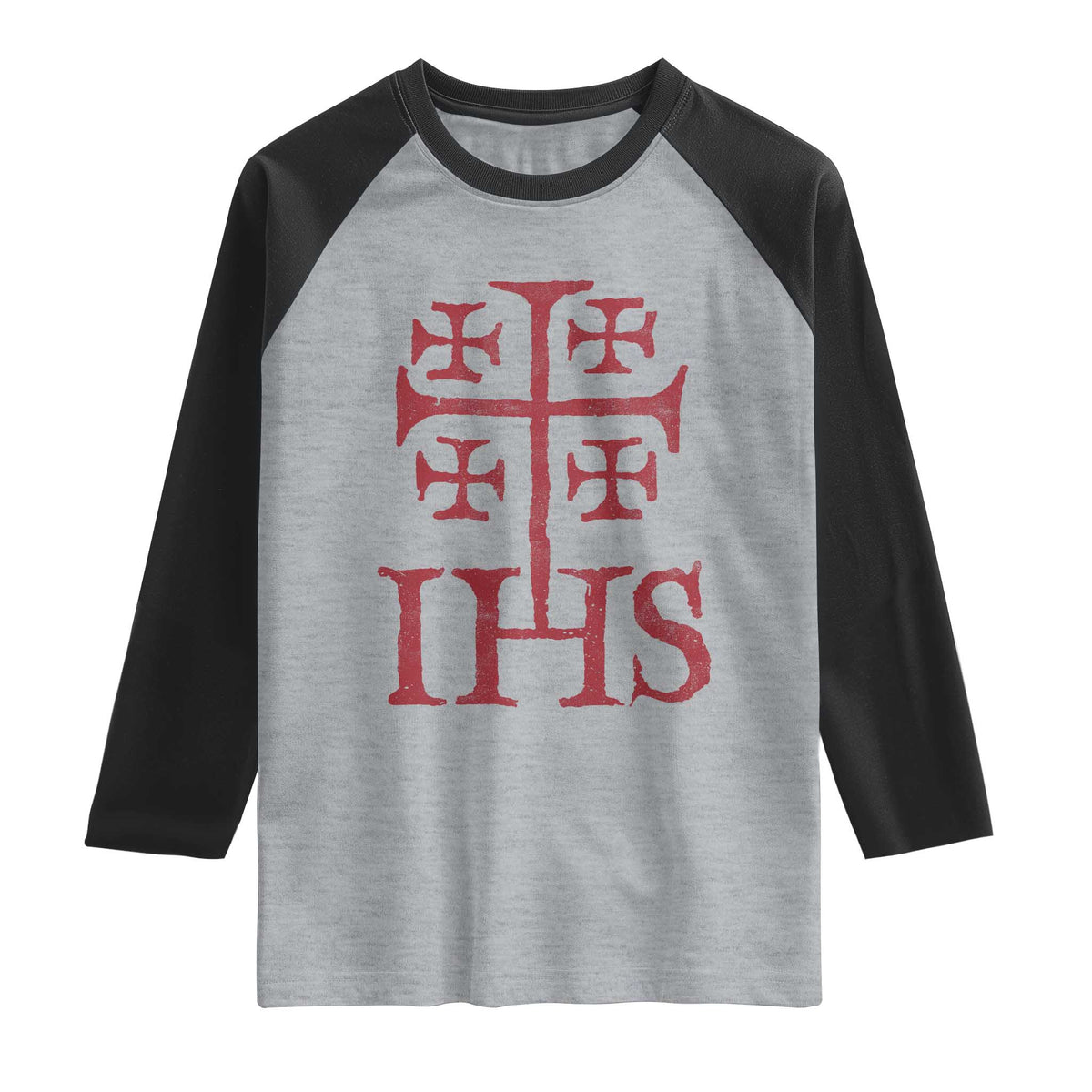 IHS Jerusalem Cross Medieval Crusaders Funny Knights Templar Raglan Shirt