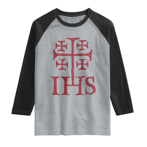 IHS Jerusalem Cross Medieval Crusaders Funny Knights Templar Raglan Shirt