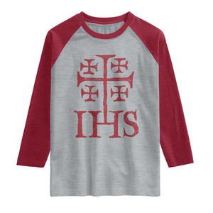 IHS Jerusalem Cross Medieval Crusaders Funny Knights Templar Raglan Shirt