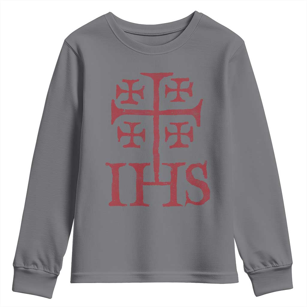 IHS Jerusalem Cross Medieval Crusaders Funny Knights Templar Youth Sweatshirt