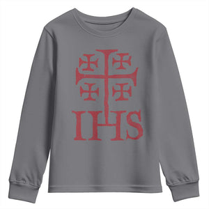 IHS Jerusalem Cross Medieval Crusaders Funny Knights Templar Youth Sweatshirt