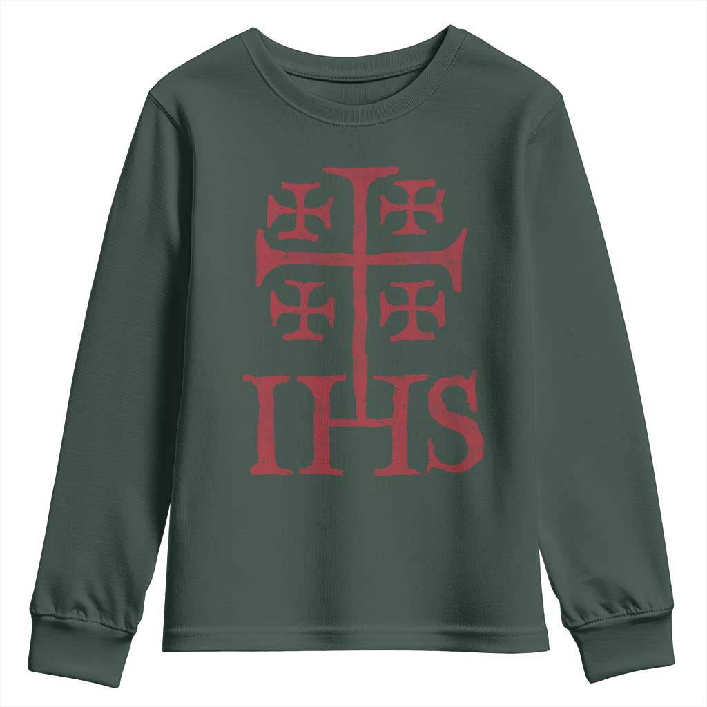 IHS Jerusalem Cross Medieval Crusaders Funny Knights Templar Youth Sweatshirt