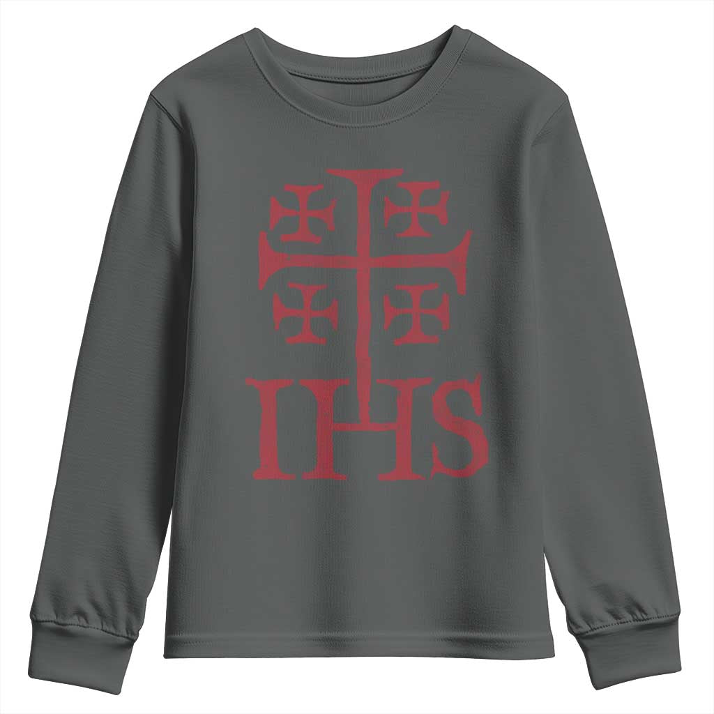 IHS Jerusalem Cross Medieval Crusaders Funny Knights Templar Youth Sweatshirt