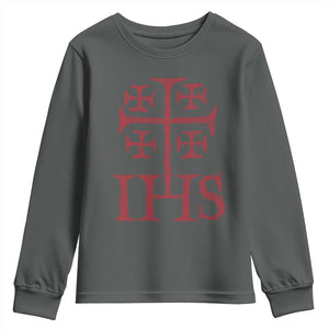 IHS Jerusalem Cross Medieval Crusaders Funny Knights Templar Youth Sweatshirt