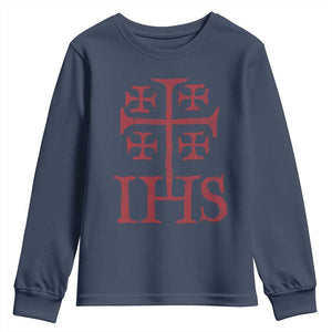 IHS Jerusalem Cross Medieval Crusaders Funny Knights Templar Youth Sweatshirt