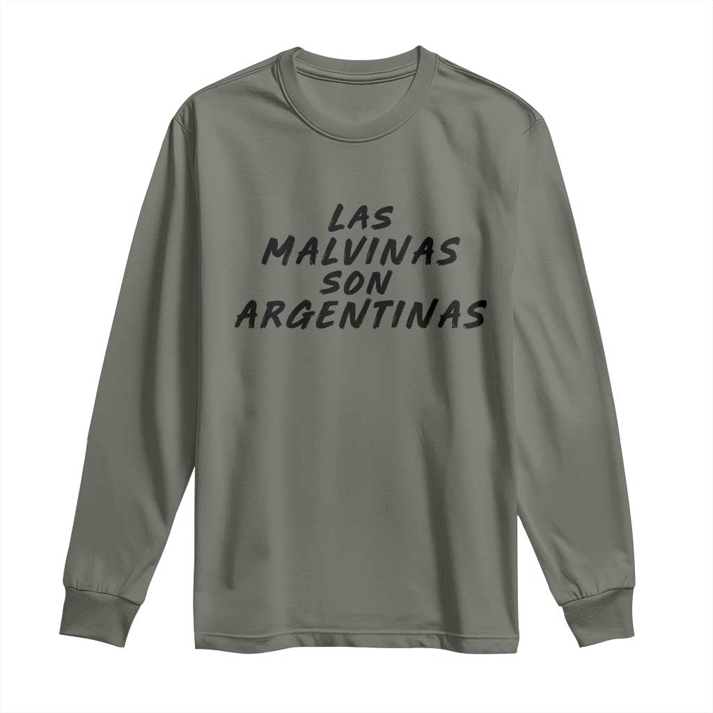 Las Malvinas Son Argentinas Long Sleeve Shirt Political Statement TS11 Military Green Print Your Wear