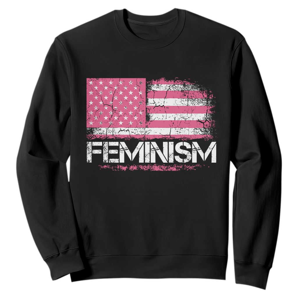 Feminism Feminist Pink American Flag Sweatshirt Patriotic Womens Rights TS11 Black Print Your Wear