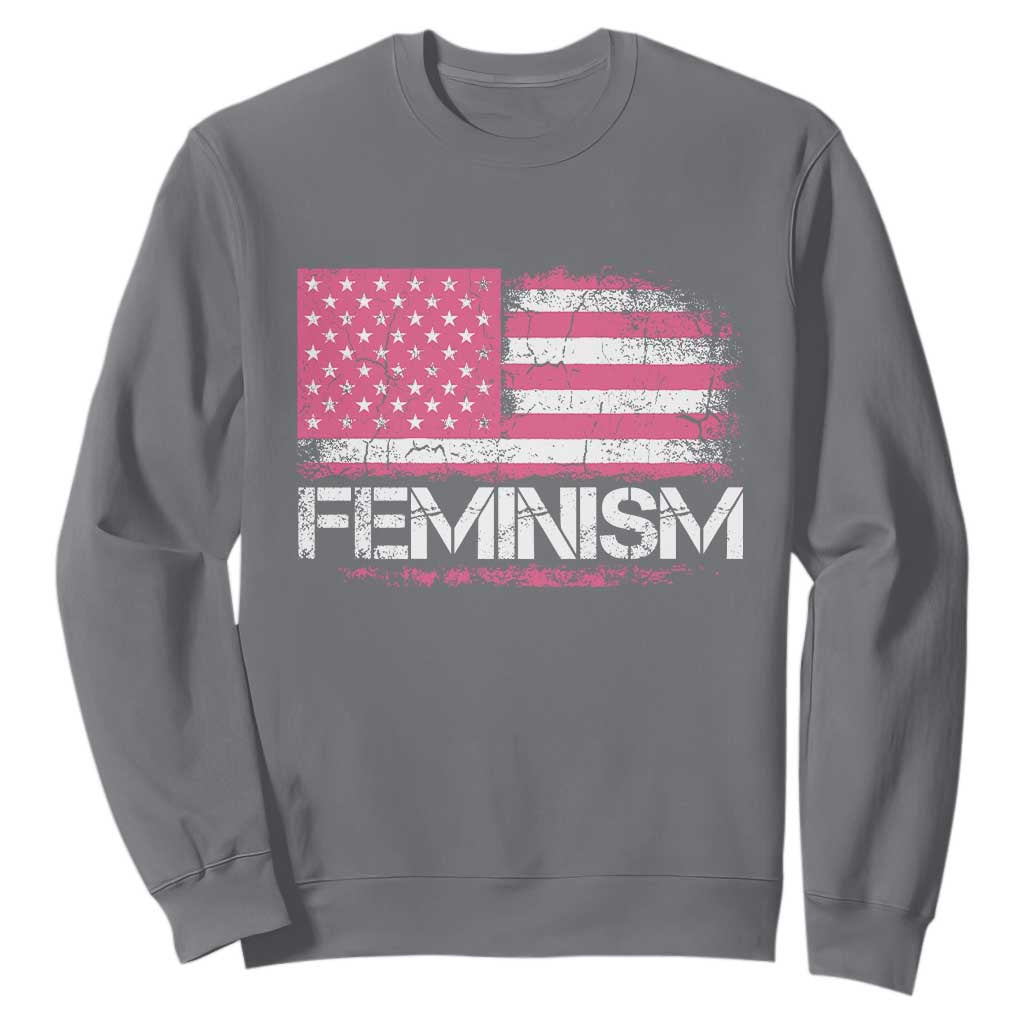 Feminism Feminist Pink American Flag Sweatshirt Patriotic Womens Rights TS11 Charcoal Print Your Wear