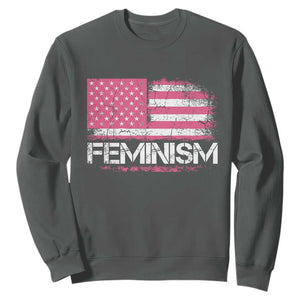 Feminism Feminist Pink American Flag Sweatshirt Patriotic Womens Rights TS11 Dark Heather Print Your Wear