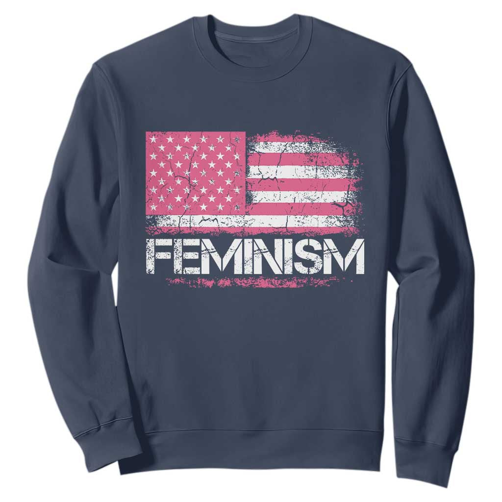Feminism Feminist Pink American Flag Sweatshirt Patriotic Womens Rights TS11 Navy Print Your Wear