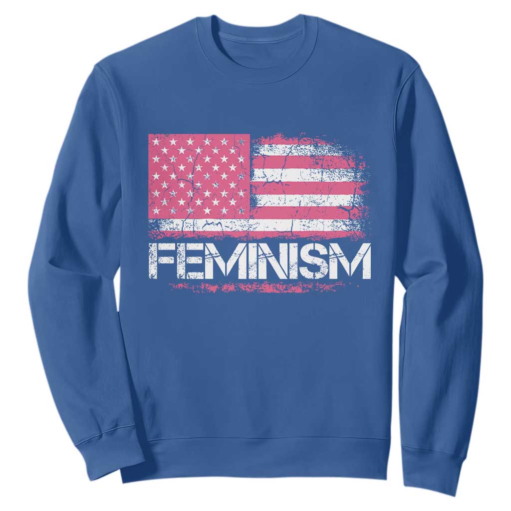 Feminism Feminist Pink American Flag Sweatshirt Patriotic Womens Rights TS11 Royal Blue Print Your Wear