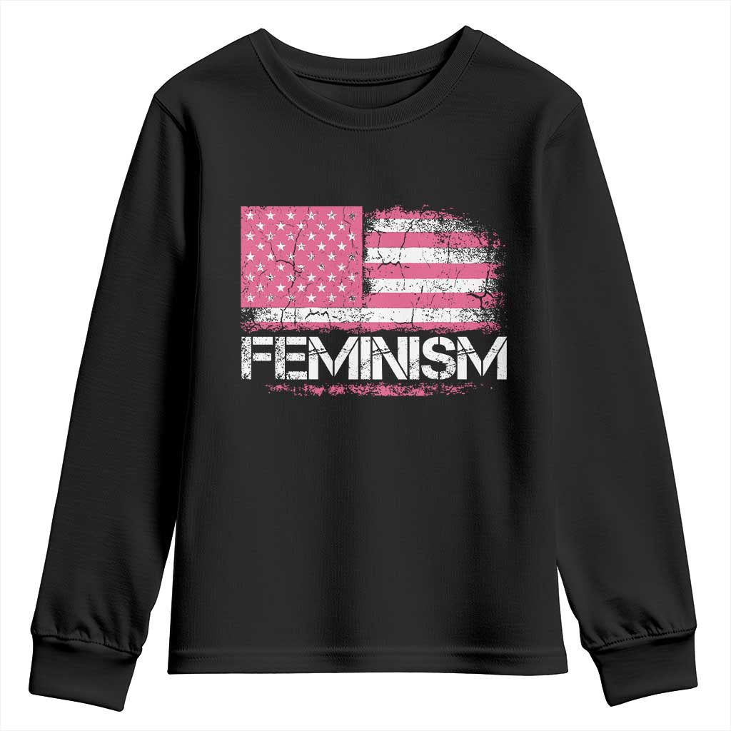 Feminism Feminist Pink American Flag Youth Sweatshirt Patriotic Womens Rights TS11 Black Print Your Wear