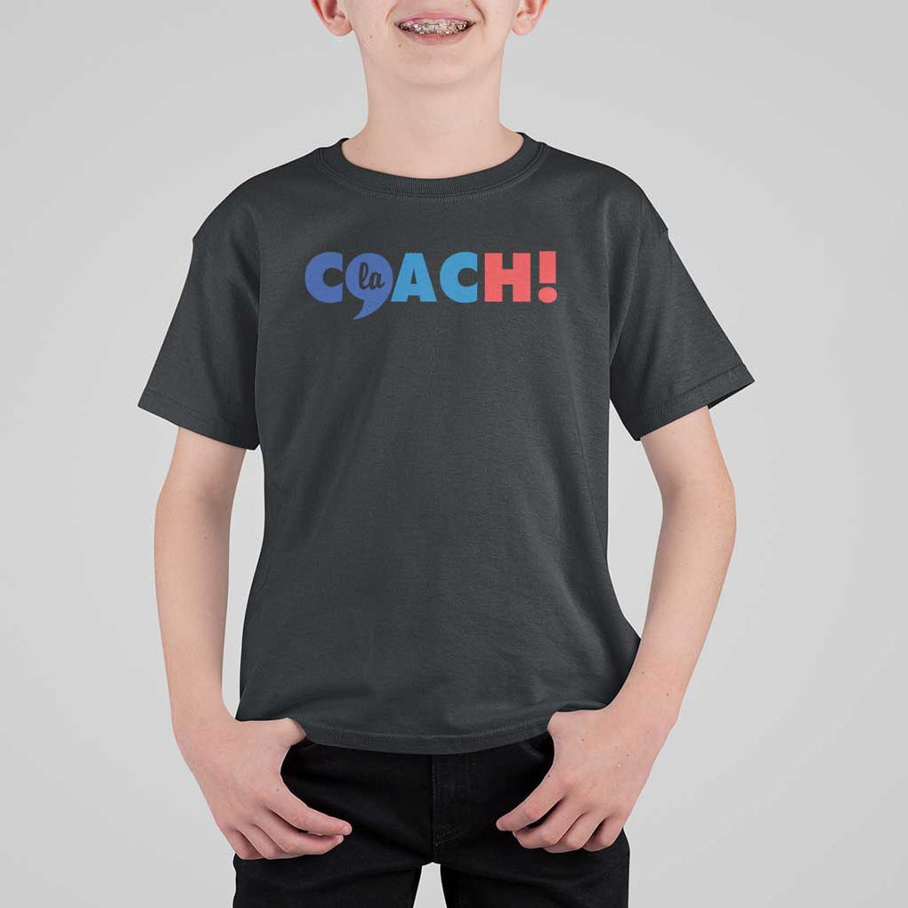 Funny Harris Walz Supporter T Shirt For Kid Kamala And The Coach Comma La 2024 TS11 Black Print Your Wear