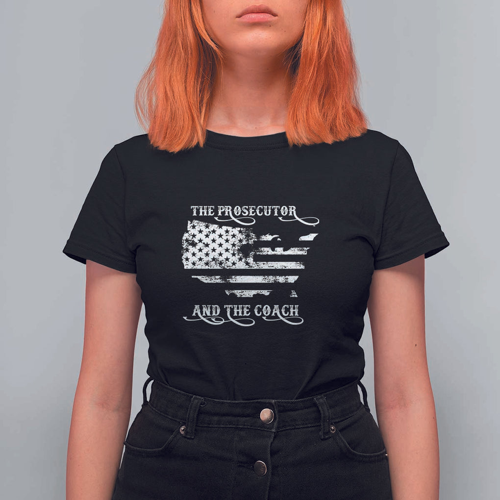 Harris Walz 2024 T Shirt For Women The Prosecutor And The Coach Vintage American Flag TS11 Black Print Your Wear