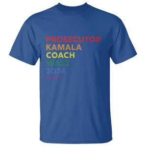 Harris Walz Supporter T Shirt Prosecutor Kamala Coach Walz 2024 Star LGBT Rainbow Flag TS11 Royal Blue Print Your Wear