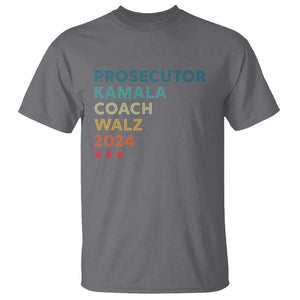 Harris Walz Supporter T Shirt Prosecutor Kamala Coach Walz 2024 Retro Star TS11 Charcoal Print Your Wear