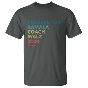 Harris Walz Supporter T Shirt Prosecutor Kamala Coach Walz 2024 Retro Star TS11 Dark Heather Print Your Wear