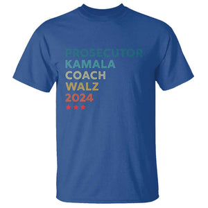 Harris Walz Supporter T Shirt Prosecutor Kamala Coach Walz 2024 Retro Star TS11 Royal Blue Print Your Wear