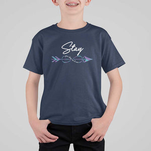 Suicide Prevention Awareness T Shirt For Kid Stay Your Story Isn't Over Arrow Semicolon TS11 Navy Print Your Wear