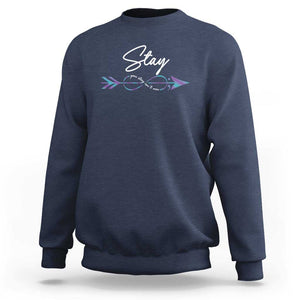 Suicide Prevention Awareness Sweatshirt Stay Your Story Isn't Over Arrow Semicolon TS11 Navy Print Your Wear