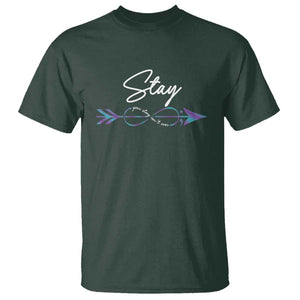 Suicide Prevention Awareness T Shirt Stay Your Story Isn't Over Arrow Semicolon TS11 Dark Forest Green Print Your Wear