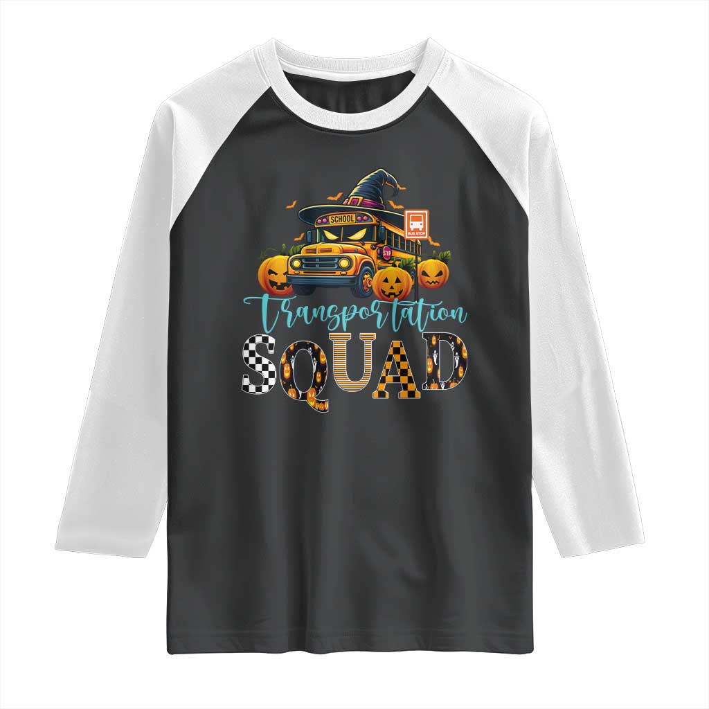 Halloween School Bus Driver Raglan Shirt Transportation Squad Pumpkin Witch TS11 Black White Print Your Wear