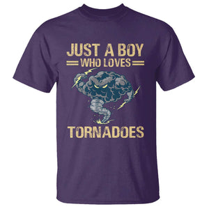 Tornado Chaser T Shirt Just A Boy Who Loves Tornadoes Storm Thunder TS11 Purple Print Your Wear