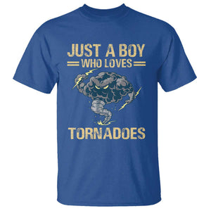 Tornado Chaser T Shirt Just A Boy Who Loves Tornadoes Storm Thunder TS11 Royal Blue Print Your Wear