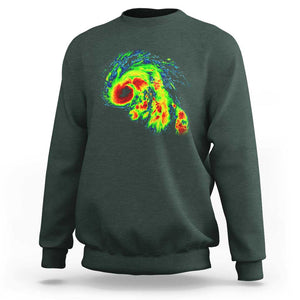 Hurricane Helene Sweatshirt Meteorologist Weather Radar Image Storm Chasing TS11 Dark Forest Green Print Your Wear