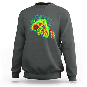 Hurricane Helene Sweatshirt Meteorologist Weather Radar Image Storm Chasing TS11 Dark Heather Print Your Wear