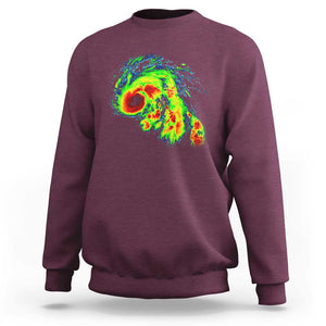 Hurricane Helene Sweatshirt Meteorologist Weather Radar Image Storm Chasing TS11 Maroon Print Your Wear