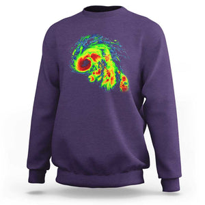 Hurricane Helene Sweatshirt Meteorologist Weather Radar Image Storm Chasing TS11 Purple Print Your Wear