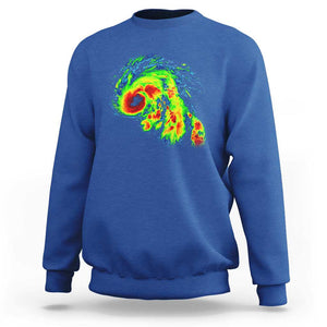 Hurricane Helene Sweatshirt Meteorologist Weather Radar Image Storm Chasing TS11 Royal Blue Print Your Wear