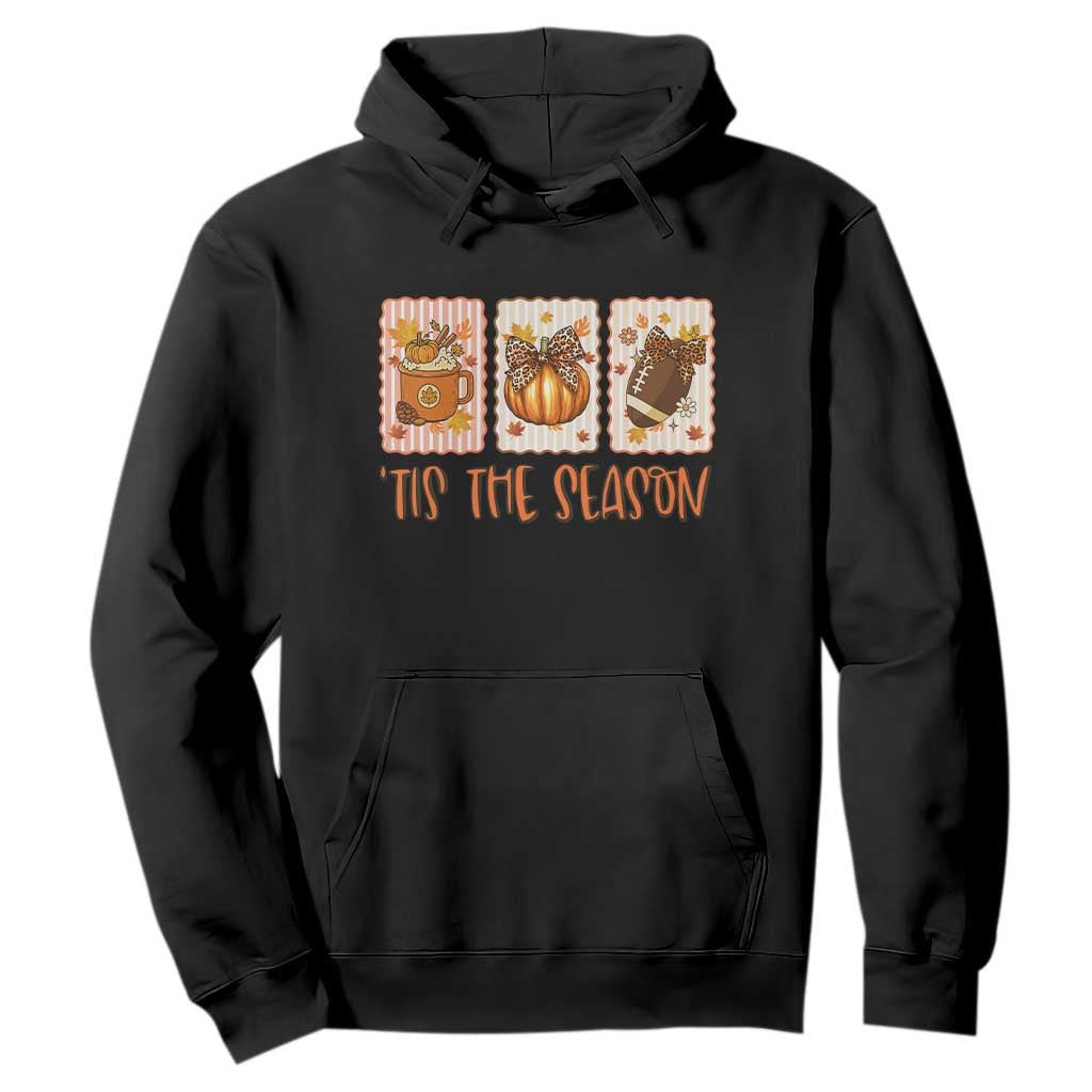 Tis The Season Fall Thanksgiving Hoodie American Football Pumpkin Postage Stamps TS11 Black Print Your Wear