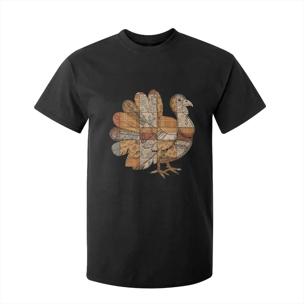 Thanksgiving Vintage Patchwork Gobble Turkey T Shirt For Kid TS11 Black Print Your Wear