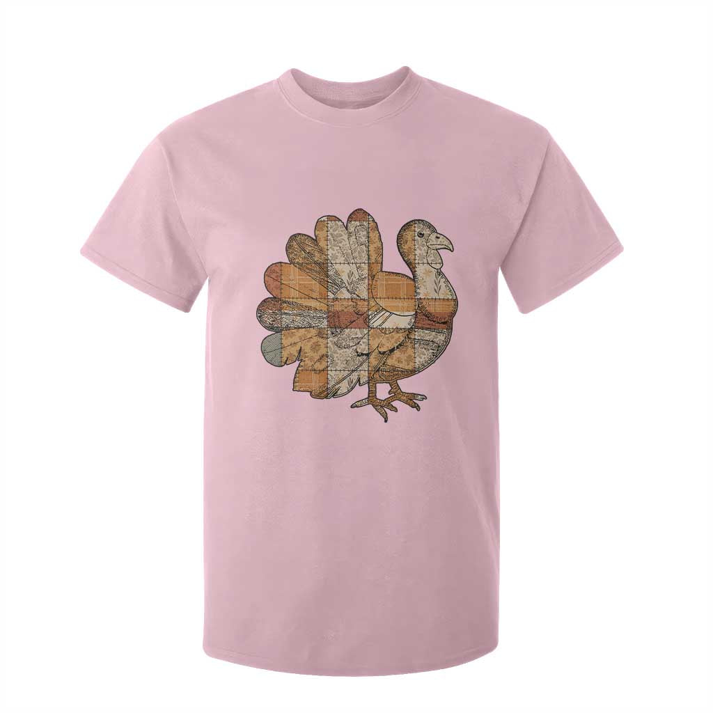 Thanksgiving Vintage Patchwork Gobble Turkey T Shirt For Kid TS11 Light Pink Print Your Wear