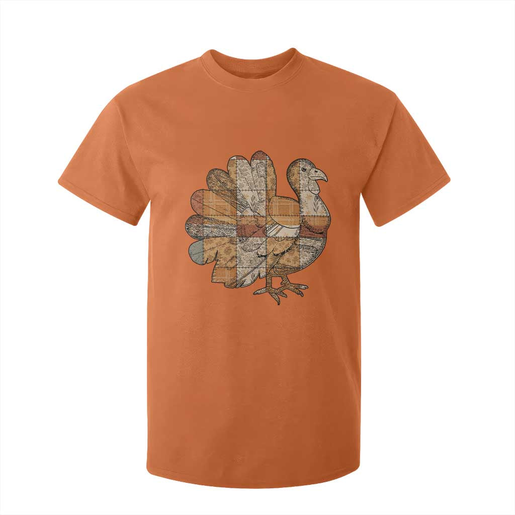 Thanksgiving Vintage Patchwork Gobble Turkey T Shirt For Kid TS11 Orange Print Your Wear