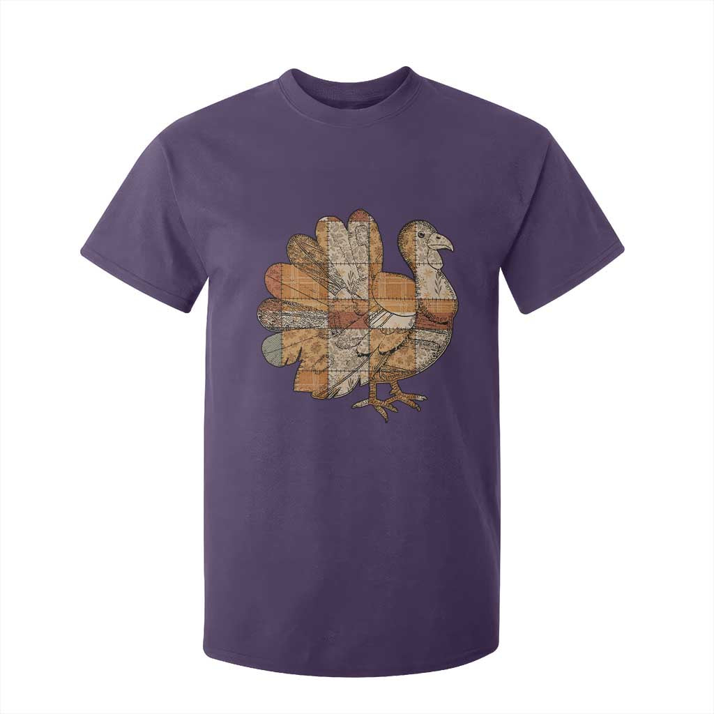 Thanksgiving Vintage Patchwork Gobble Turkey T Shirt For Kid TS11 Purple Print Your Wear