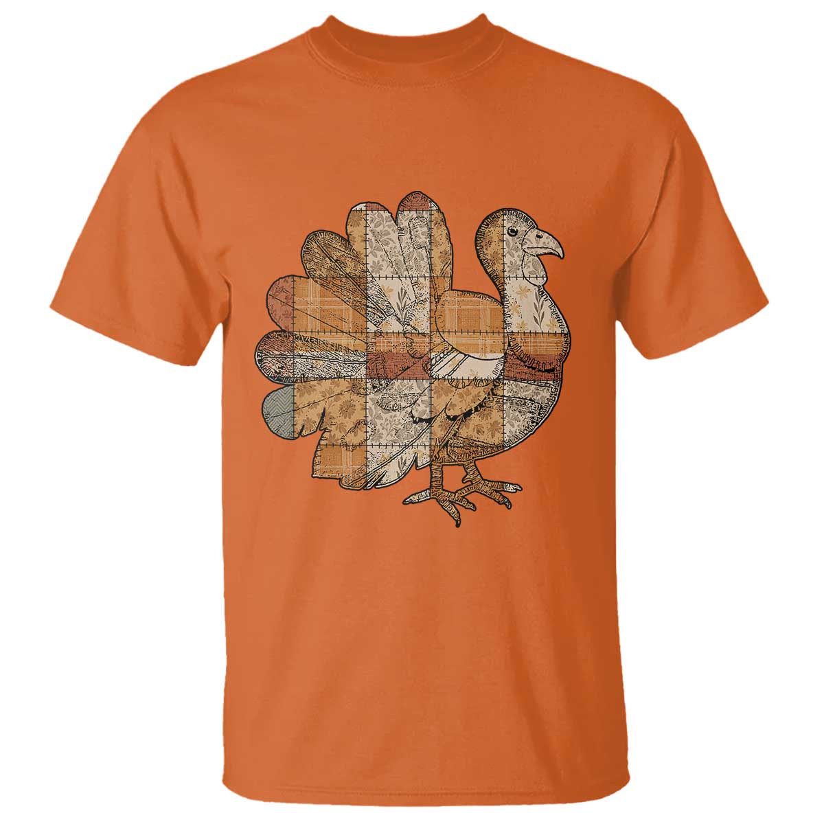 Thanksgiving Vintage Patchwork Gobble Turkey T Shirt TS11 Orange Print Your Wear