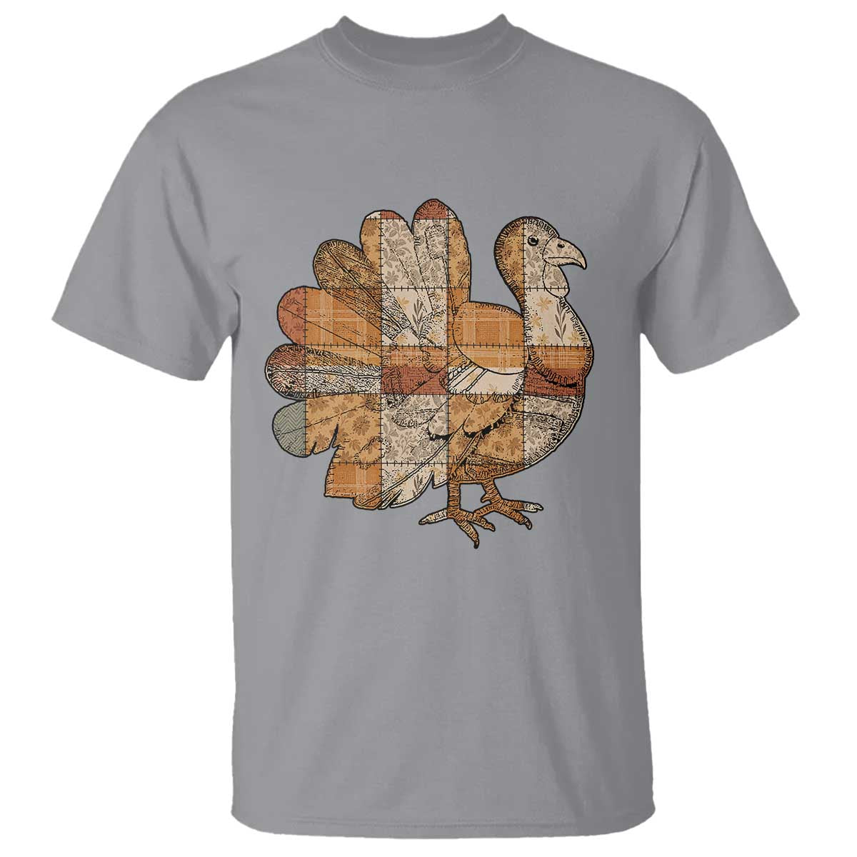 Thanksgiving Vintage Patchwork Gobble Turkey T Shirt TS11 Sport Gray Print Your Wear