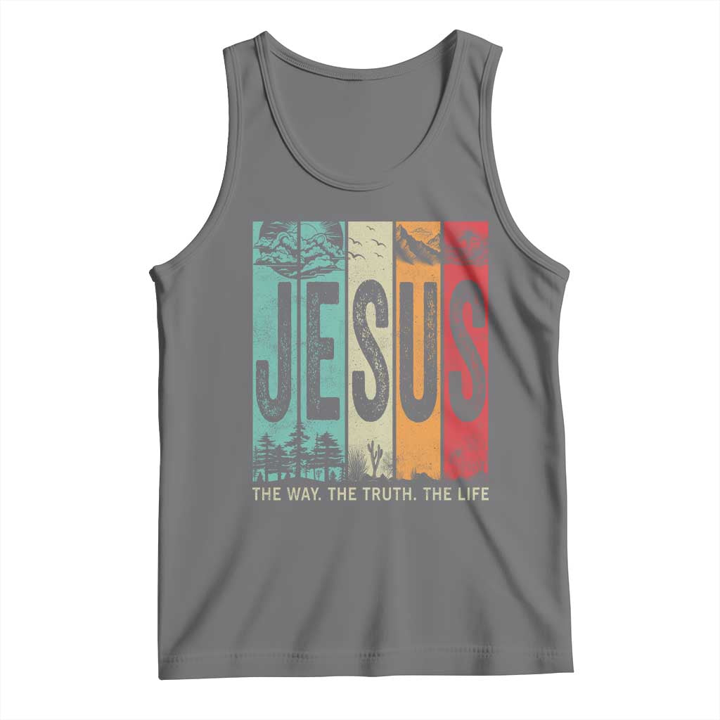 Jesus The Way The Truth The Life Tank Top Christian Worship TS11 Black Heather Print Your Wear