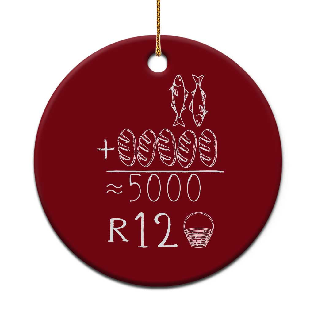 2 Fishes 5 Breads Jesus Feeds The 5000 Christian Bible Verses Ceramic Ornament TS11 1pc Red Print Your Wear