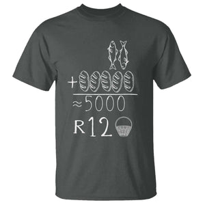2 Fishes 5 Breads Jesus Feeds The 5000 Christian Bible Verses T Shirt TS11 Dark Heather Print Your Wear