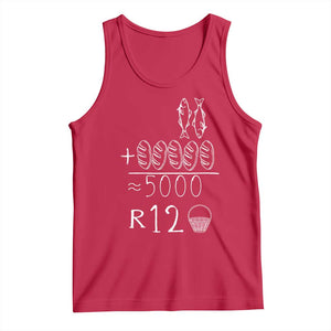 2 Fishes 5 Breads Jesus Feeds The 5000 Christian Bible Verses Tank Top TS11 Red Print Your Wear
