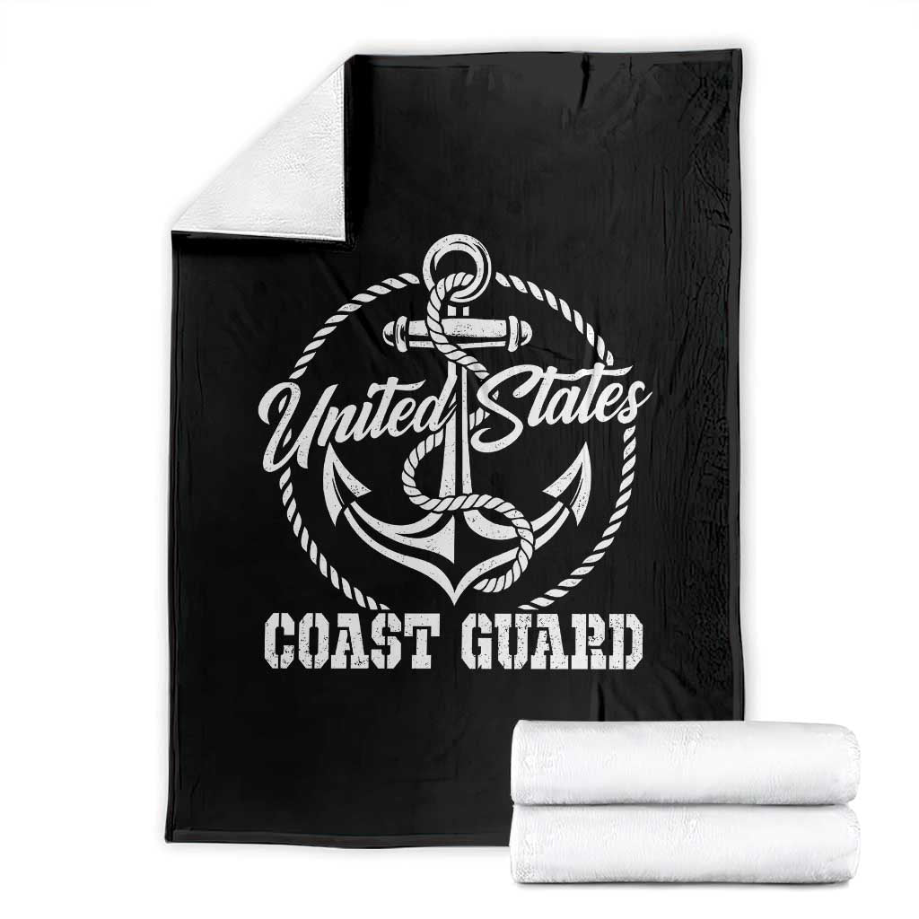 US Coast Guard Military Veteran Throw Blanket Vintage Anchor Armed Forces Branch