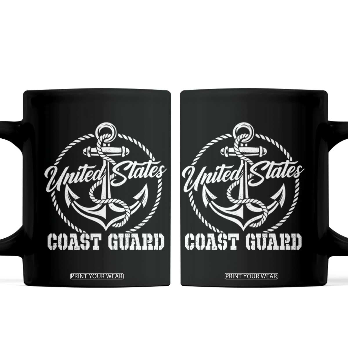US Coast Guard Military Veteran Coffee Mug Vintage Anchor Armed Forces Branch