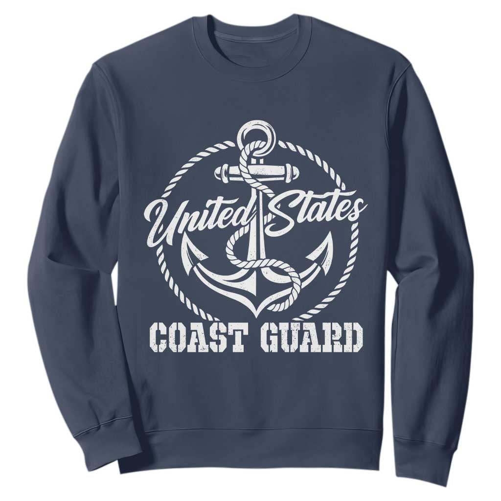 US Coast Guard Military Veteran Sweatshirt Vintage Anchor Armed Forces Branch