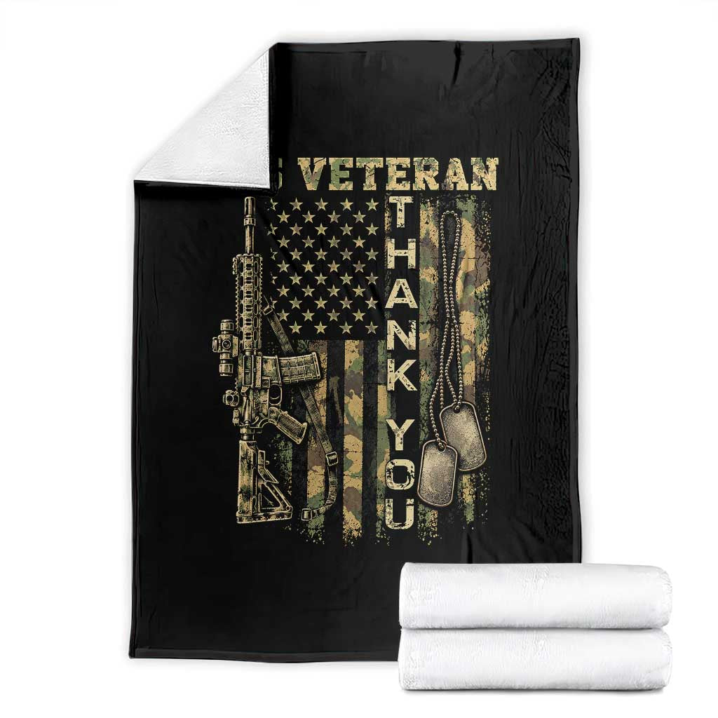 Thank You US Veteran Throw Blanket Patriotic Military Veterans Day Camo American Flag