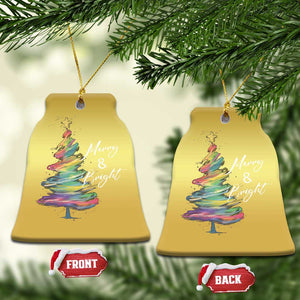 Xmas Christmas Ornament Merry And Bright Colorful Xmas Tree TS11 Bell Flake Gold Print Your Wear